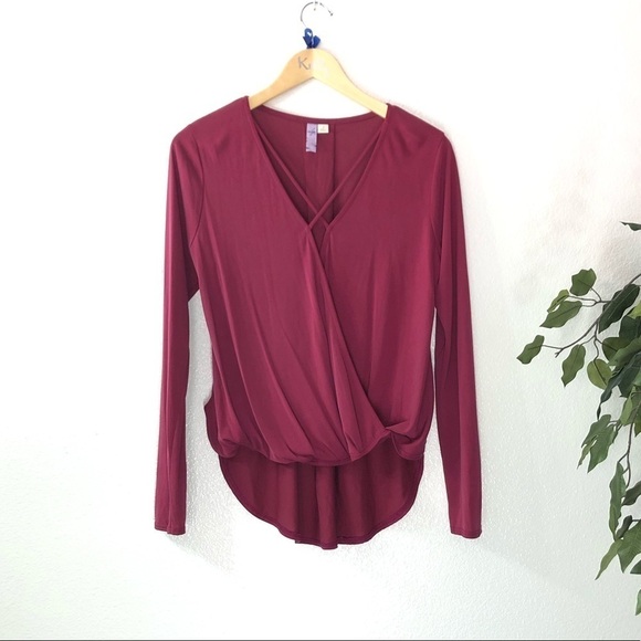 Francescas Maroon Cross Front Top - Picture 1 of 7